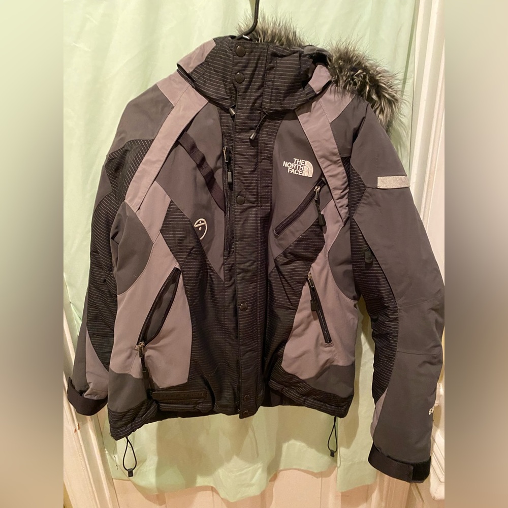 rare womens large down steep tech with fur hood 550 the north face